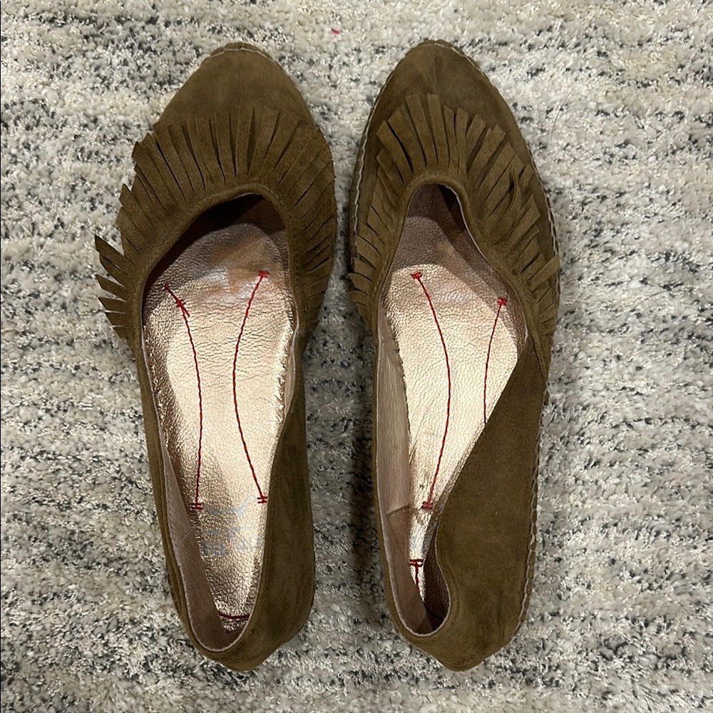 Brown Fringe Loafers with Flat Sole